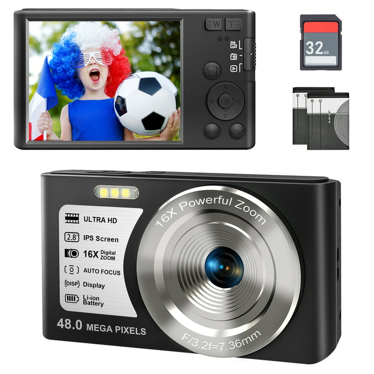 SEREE 4K Digital Camera Camera 48.0 MP Vlogging Camera 2.8 inch IPS HD Screen Camera for Youtube with 32GB SD Card, 2 - Walmart.com