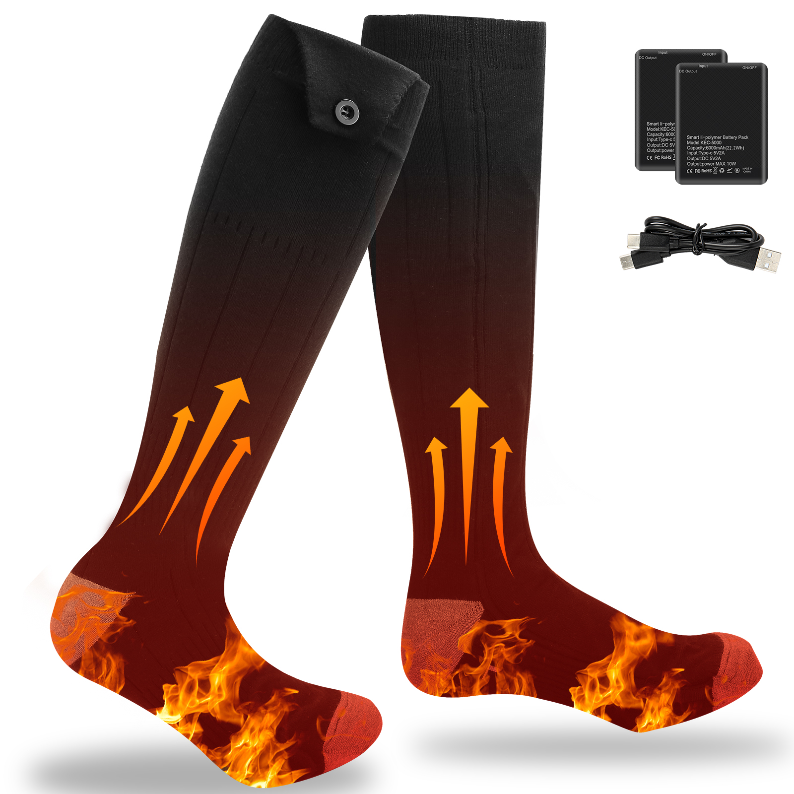 Electric Heated Socks Battery Powered Cold Weather Heat Socks for Men