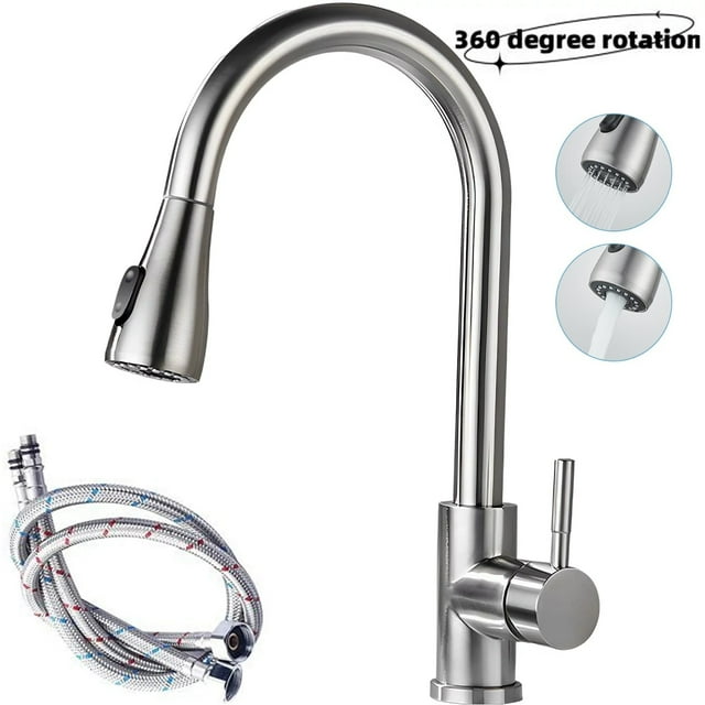 SEREE Kitchen Faucet with Pull Down Sprayer, Stainless Steel Kitchen