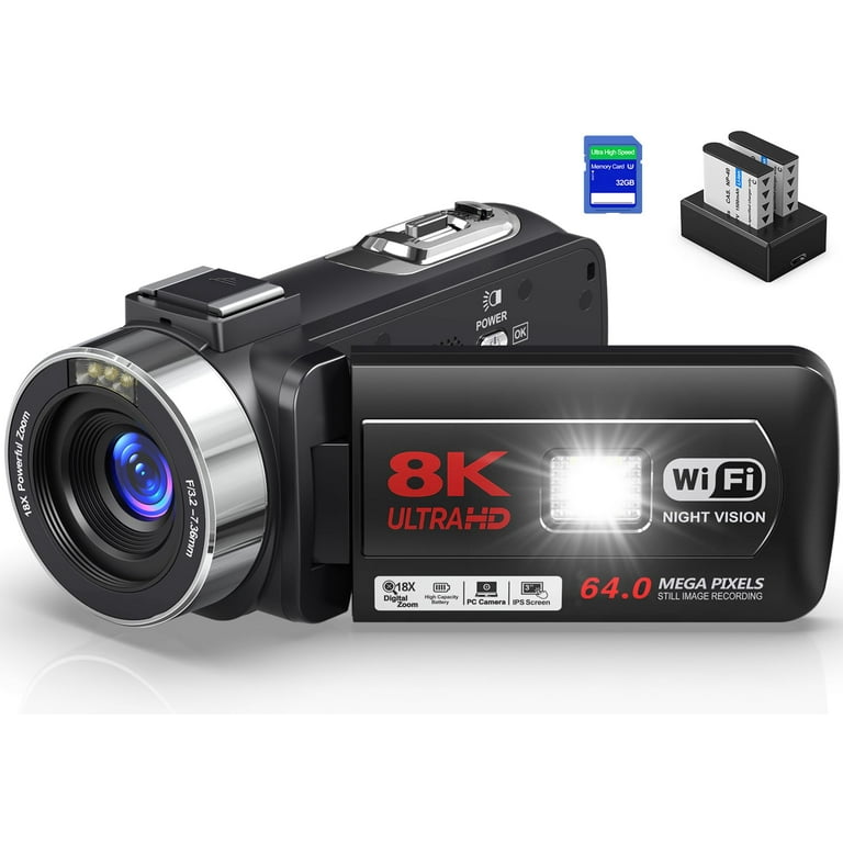 SEREE Video Camera 8K 64MP 18X Digital Zoom 3.0 inch Touch