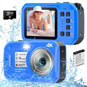 SEREE Waterproof Camera 4K UHD 64MP 16X Digital Zoom Compact Digital Underwater Camera with 16GB Card