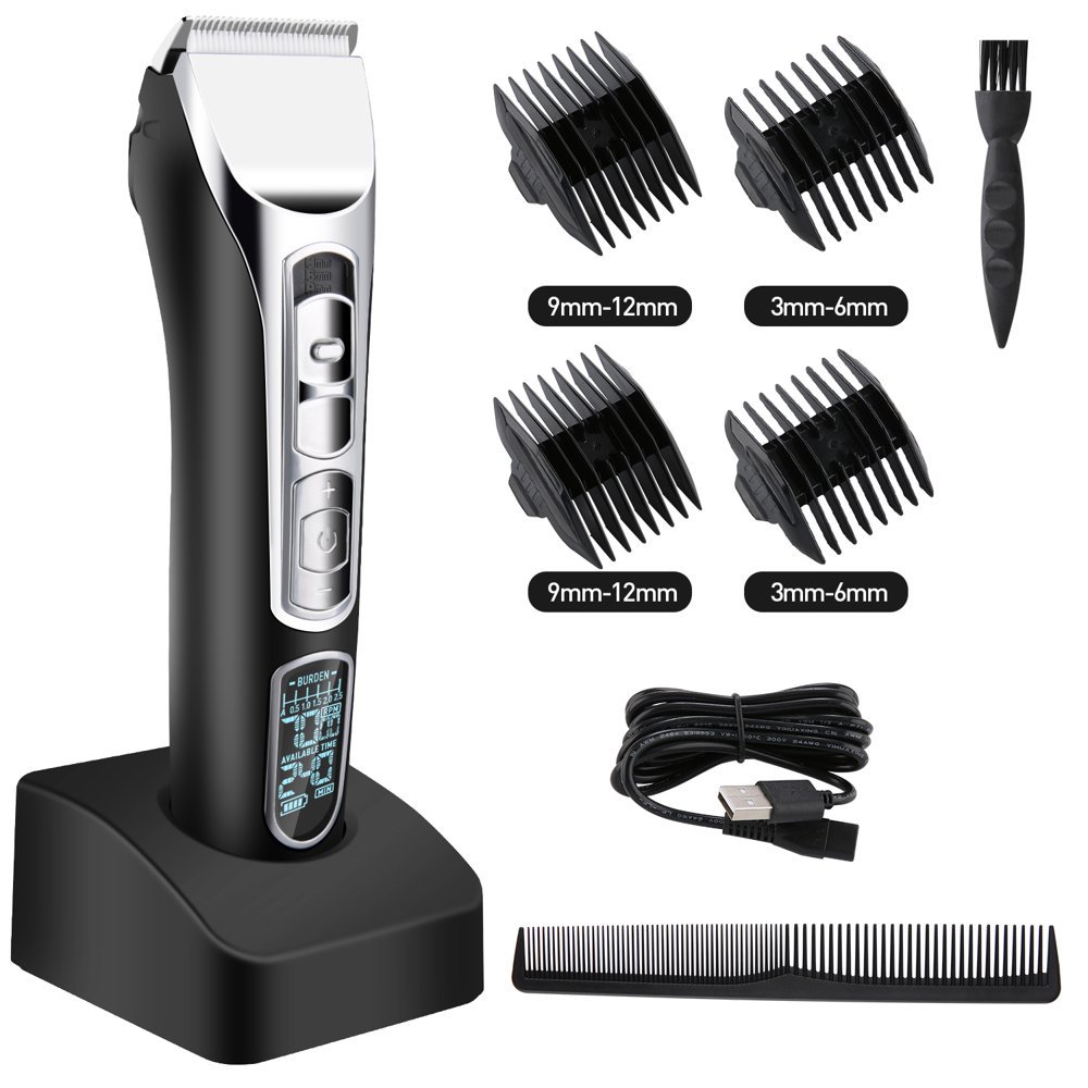 SEREED Hair Clippers for Men, Cordless Hair Trimmer Low Noise Hair Cutting Kit Beard Trimmer Body Hair Removal Machine with 3 Adjustable Speed Settings & LED Display - image 1 of 7