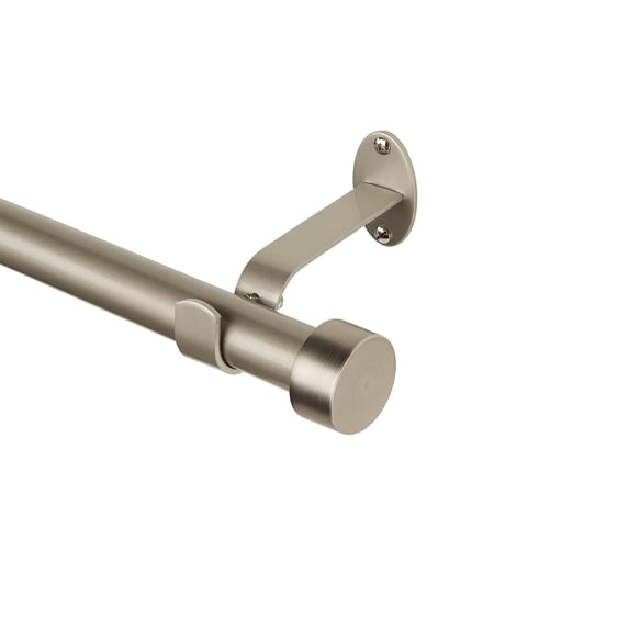 Elrene Home Fashions Serena Single Curtain Rod with Contemporary Cap Finial, Polished Nickel, 28" x 48"