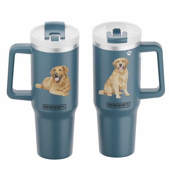 SERENGETI Golden Retriever 40 Oz Stainless Steel Tumbler with Handle and Straw for Pet Lovers