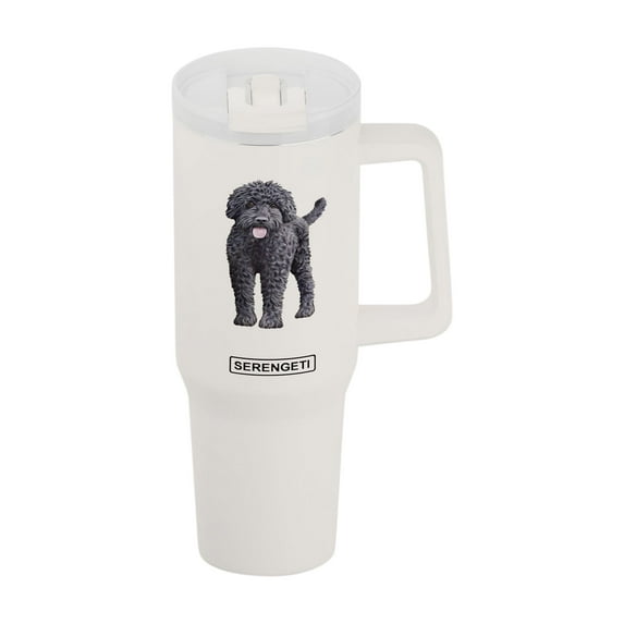 SERENGETI Labradoodle, black 40 Oz Stainless Steel Tumbler with Handle and Straw for Pet Lovers