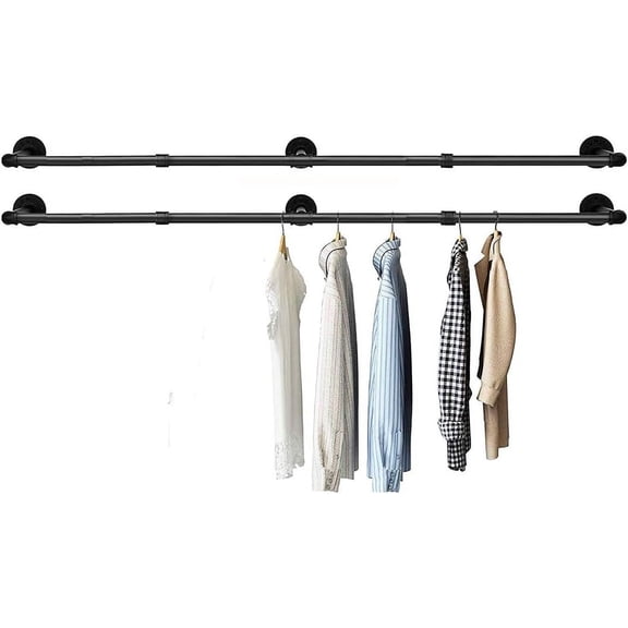 SERENITA Heavy Duty 1" Super Long  Pipe Clothing Rack, Hanging Rod for Closet, Wall Mounted Multi Purpose