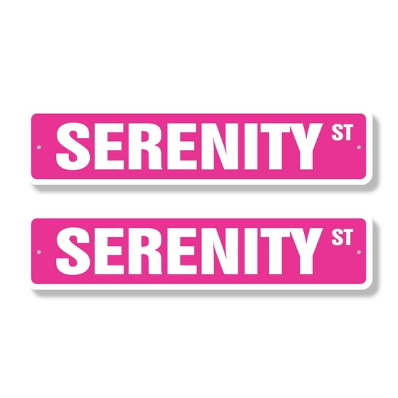 SERENITY Classic Street Sign (2 Pack) Childrens Name Room Sign Road Sign | 4" X 18" Plastic Address Sign