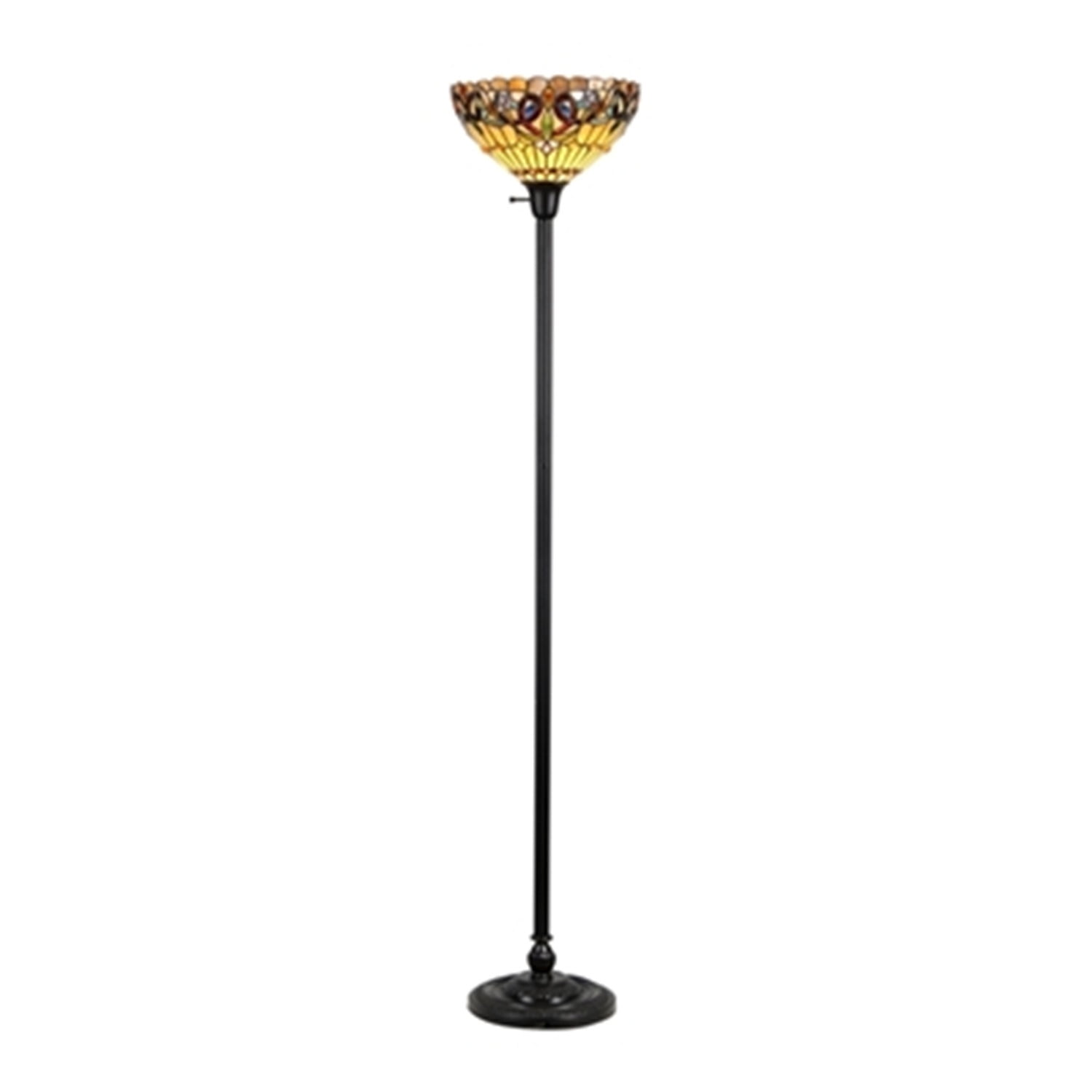 Serenity Victorian 71" Bronze Torchiere Floor Lamp with Stained Glass