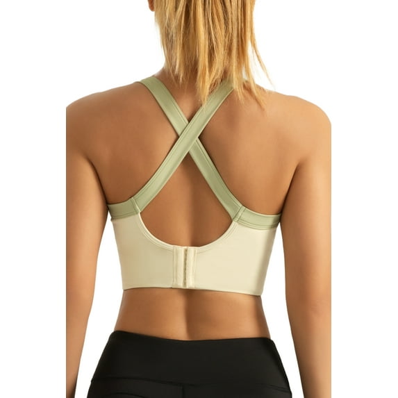 SERENMOVE Women’s Asymmetric Color Black Sports Bra - Black & White, Seamless, Medium Support
