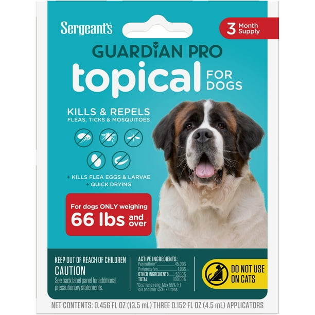 SERGEANT'S GUARDIAN Pro Flea & Tick Topical for Dogs, 66 lbs and Over