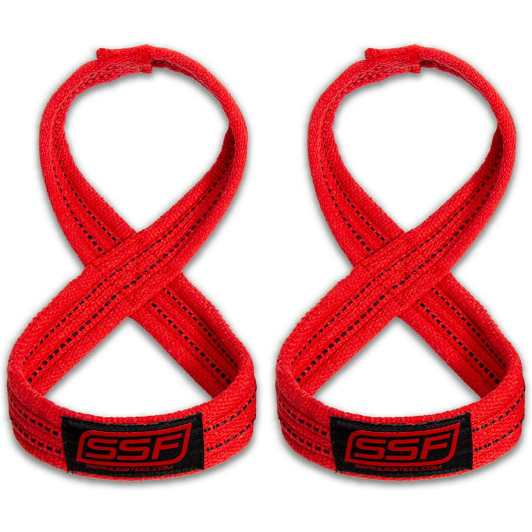 SERIOUS STEEL FITNESS | Figure 8 Lifting & Deadlift Straps | Heavy Duty |  Red 60 cm