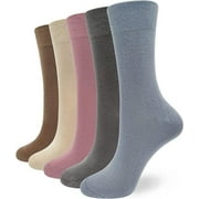 SERISIMPLE 5 Pairs Bamboo Dress Casual Sock for Women Mid-Calf Crew Socks Soft Lightweight (Assorted1, Large)
