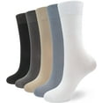 thumbnail image 1 of SERISIMPLE 5 Pairs Bamboo Dress Casual Sock for Women Mid-Calf Crew Socks Soft Lightweight (Assorted2, Small), 1 of 6