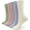 thumbnail image 1 of SERISIMPLE 5 Pairs Bamboo Dress Casual Sock for Women Mid-Calf Crew Socks Soft Lightweight (Assorted3, Small), 1 of 6