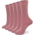 thumbnail image 1 of SERISIMPLE 5 Pairs Bamboo Dress Casual Sock for Women Mid-Calf Crew Socks Soft Lightweight (Dark Pink, Large), 1 of 7
