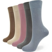 SERISIMPLE 5 Pairs Dress Casual Sock for Women Mid-Calf Crew Socks Soft Lightweight (Assorted1, Large)