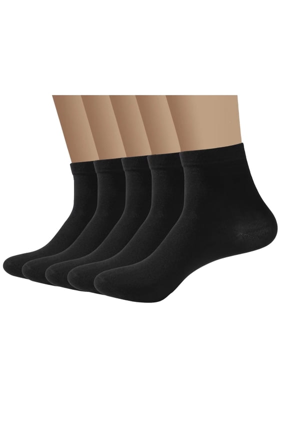 Viscose Bamboo Men's Thin Quarter Ankle High Breathable Socks - Comfort Cool Soft 5 Pairs (Black, X-Large)