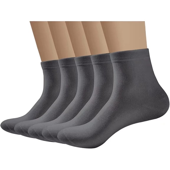 SERISIMPLE Viscose Bamboo Men's Thin Quarter Ankle High Breathable Socks - Comfort Cool Soft 5 Pairs (Dark Grey, Large)