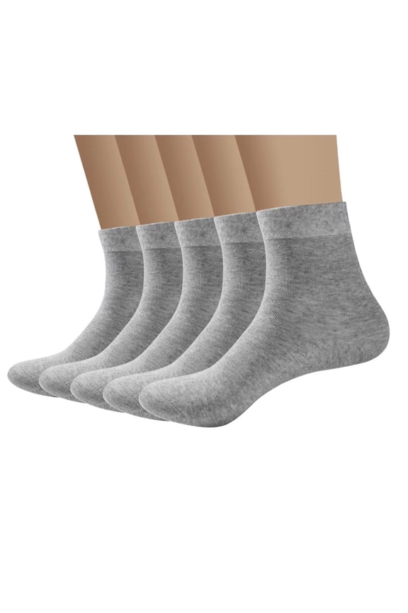 Viscose Bamboo Men's Thin Quarter Ankle High Breathable Socks - Comfort Cool Soft 5 Pairs (Grey, X-Large)