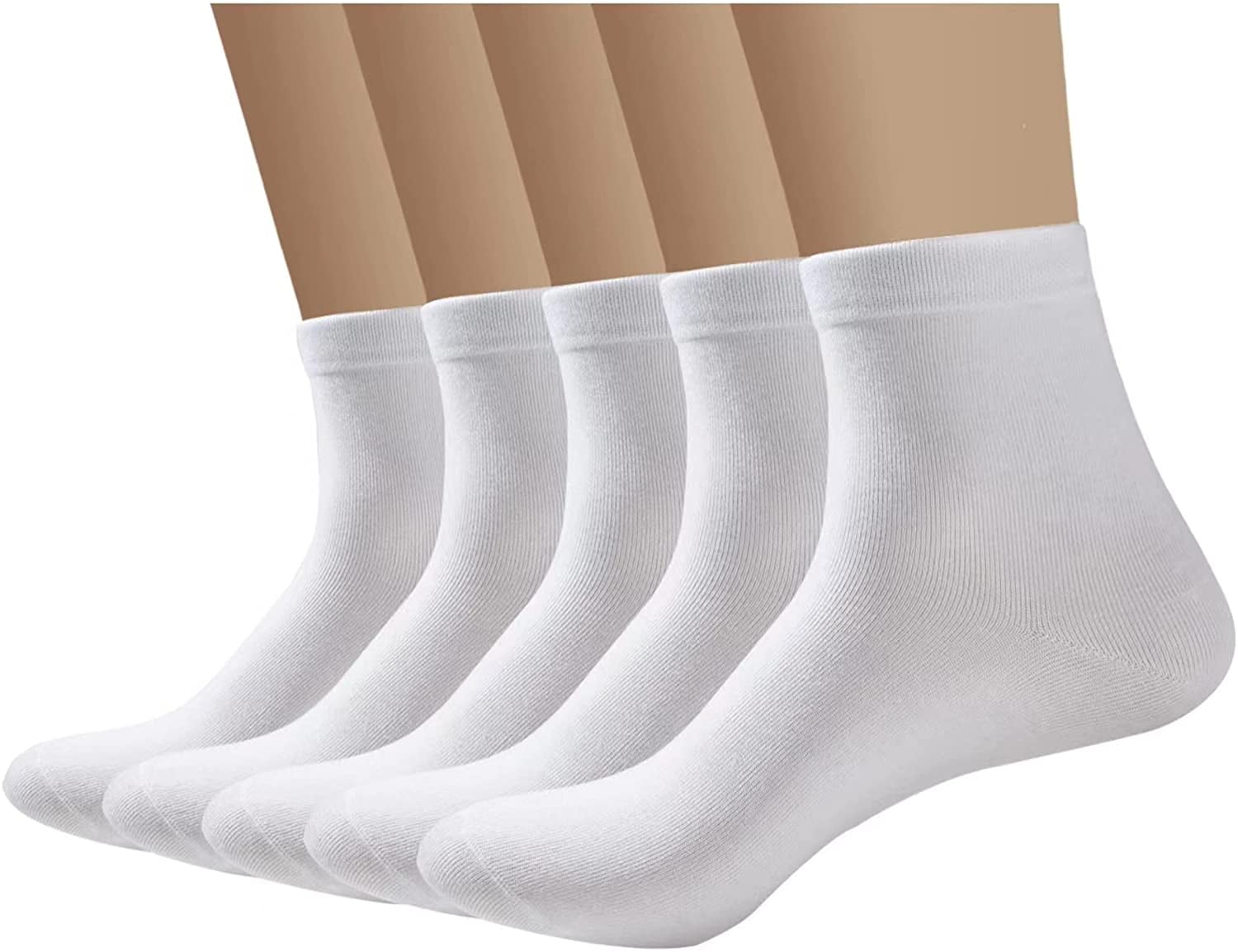 SERISIMPLE Bamboo Men Breathable Sock Low Quarter Thin Ankle Comfort Cool  Soft Socks 5 Pairs (White, Large)