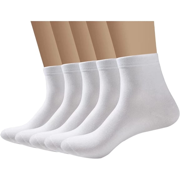 SERISIMPLE Viscose Bamboo Men's Thin Quarter Ankle High Breathable Socks - Comfort Cool Soft 5 Pairs (White, Large)