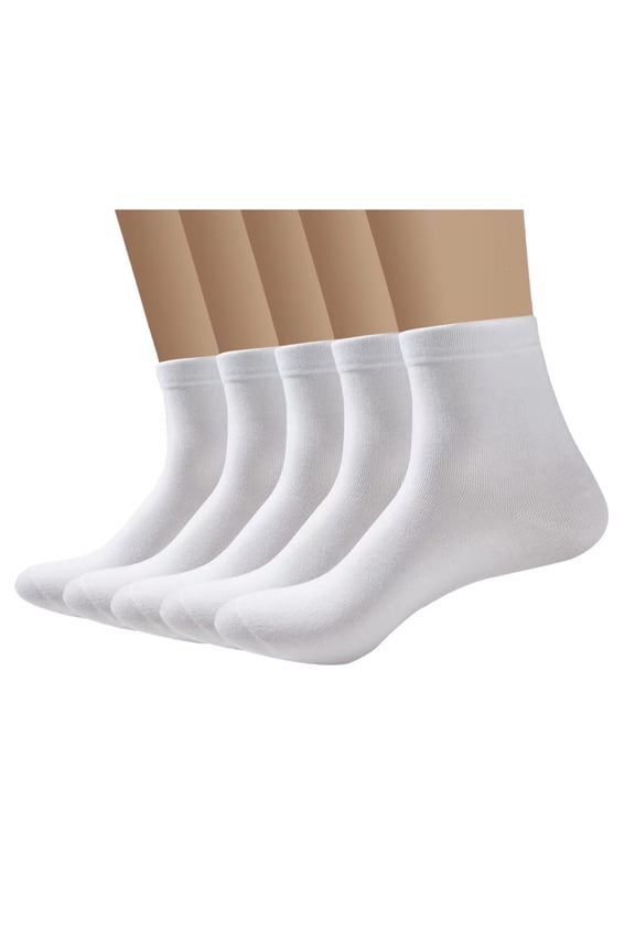 Viscose Bamboo Men's Thin Quarter Ankle High Breathable Socks - Comfort Cool Soft 5 Pairs (White, X-Large)