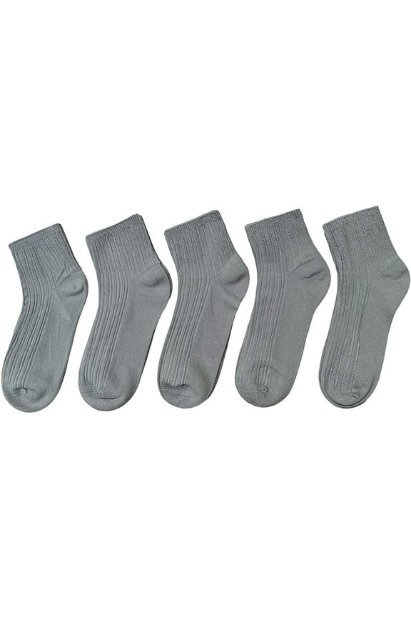 Bamboo Stretch Kids Ankle Sock Breathable Lightweight for Preschool Thin Soft Baby Socks 5 Pairs (Grey, 6-8 Years)