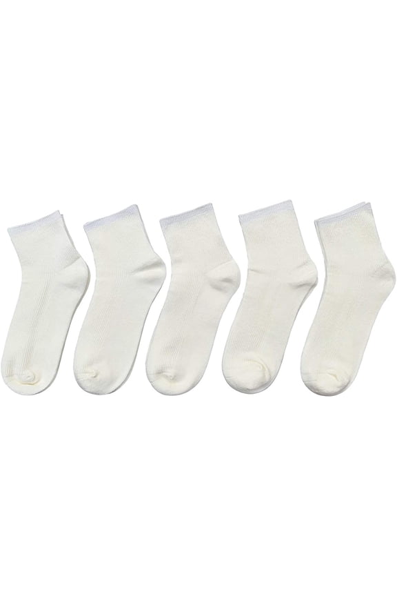 Bamboo Stretch Kids Ankle Socks, Breathable and Lightweight for Preschoolers, Thin and Soft Baby Socks - 5 Pairs (White, 3-5 Years)