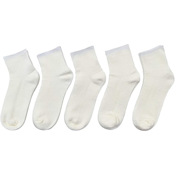 SERISIMPLE Bamboo Stretch Kids Ankle Sock Breathable Lightweight for Preschool Thin Soft Baby Socks 5 Pairs (White, 6-8 Years)