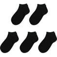thumbnail image 1 of SERISIMPLE Boys and Girls Socks Bamboo Ankle Soft Stretch Cuffs Athletic Kids Socks 5 Pairs (Black, Medium), 1 of 6