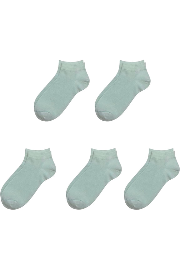 Kids Thin Ankle Viscose Bamboo School Socks Stretch Cuffs Athletic Sock Anti-odor 5 Pairs (Blue-green, Medium)