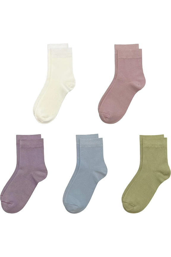 Kids Bamboo School Socks Thin Quarter Ankle Boys and Girls Socks Stretch Cuffs 5 Pairs (Assorted, Large)
