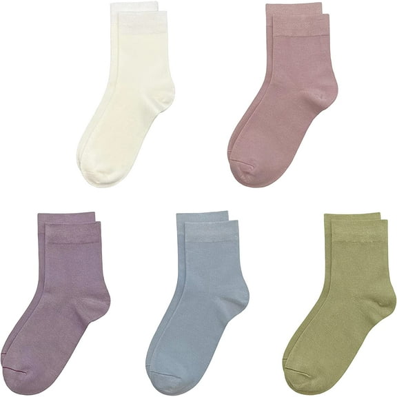 SERISIMPLE Kids Bamboo School Socks Thin Quarter Ankle Boys and Girls Socks Stretch Cuffs 5 Pairs (Assorted, Medium)