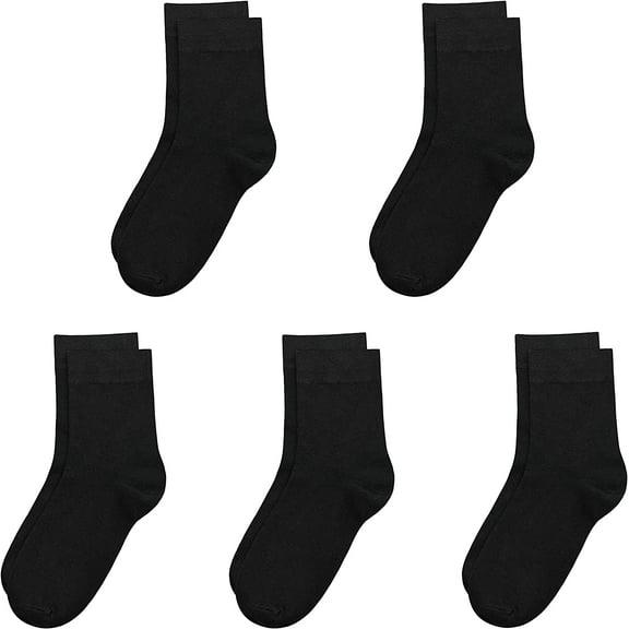 SERISIMPLE Kids Bamboo School Socks Thin Quarter Ankle Boys and Girls Socks Stretch Cuffs 5 Pairs (Black, Medium)