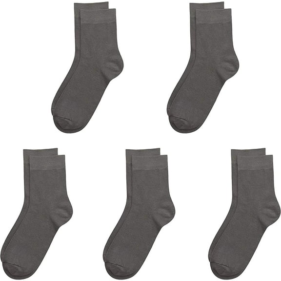 SERISIMPLE Kids Bamboo School Socks Thin Quarter Ankle Boys and Girls Socks Stretch Cuffs 5 Pairs (Dark Grey, Medium)