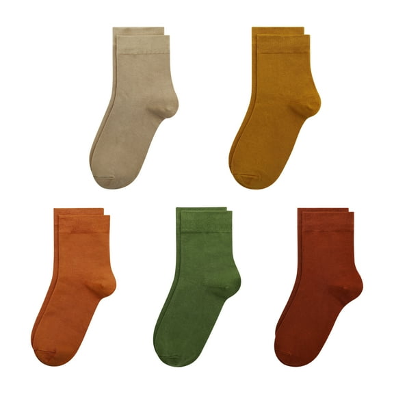 SERISIMPLE Kids Bamboo School Socks Thin Quarter Ankle Boys and Girls Socks Stretch Cuffs 5 Pairs (X'mas, Medium)