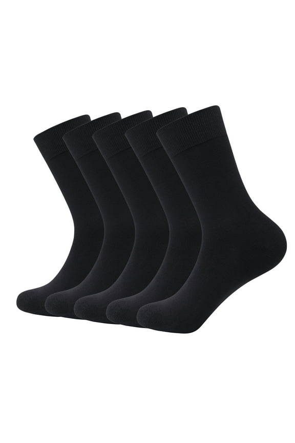 Men Bamboo Crew Lightweight Sock Resistant Breathable Thin Soft Socks 5 Pairs 9-13 (Black, Large)