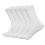 SERISIMPLE Men Bamboo Crew Lightweight Sock Resistant Breathable Thin Soft Socks 5 Pairs 9-13 (White, Large)