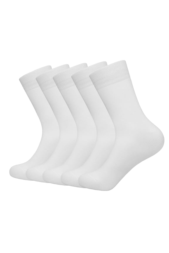 Men Bamboo Crew Lightweight Sock Resistant Breathable Thin Soft Socks 5 Pairs 9-13 (White, Large)
