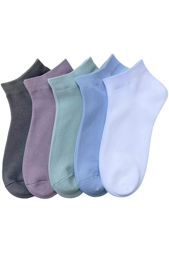 Women Viscose Bamboo Ankle Socks Low Cut Thin Sock Lightweight Pastal Color Soft Sock 5 Pairs (Assorted3, Small)