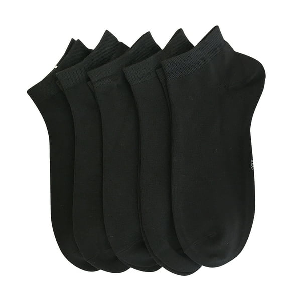 SERISIMPLE Women Bamboo Ankle Socks Thin Soft Low-Cut Lightweight Breathable Sock 5 Pairs (Black, Large)