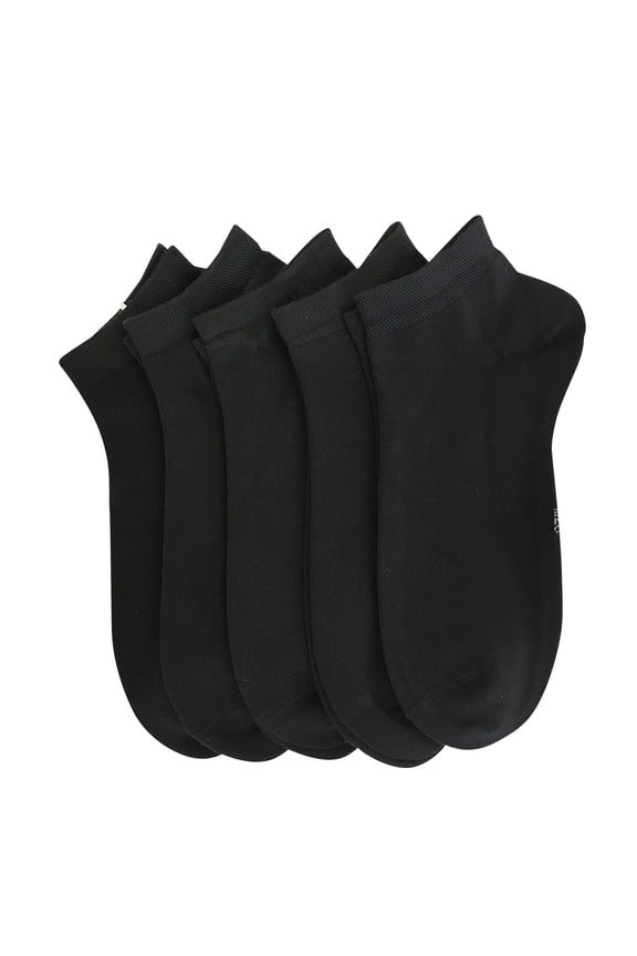 Women Viscose Bamboo Ankle Socks Low Cut Thin Sock Lightweight Pastal Color Soft Sock 5 Pairs (Black, Small)