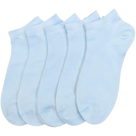 SERISIMPLE Women Viscose Bamboo Ankle Socks Low Cut Thin Sock Lightweight Pastal Color Soft Sock 5 Pairs (Blue, Large)