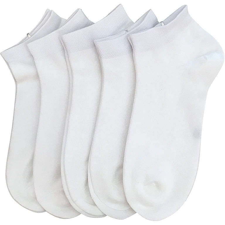 SERISIMPLE Women Bamboo Ankle Socks Thin Soft Low-Cut Lightweight  Breathable Sock 5 Pairs (White, Small) 