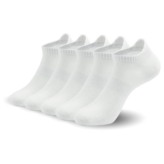 SERISIMPLE Women Thin Bamboo Ankle Sock Low Cut No Show Running Arch Support Socks 5 Pairs (White, Medium)