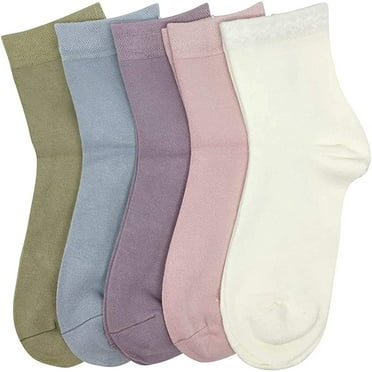 SERISIMPLE Women Thin Ankle Socks Bamboo Crew Lightweight Soft Breathable Socks 5 Pairs (Assorted, Medium)