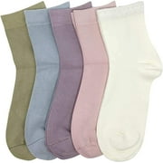 SERISIMPLE Women's Ankle Socks Bamboo Crew Thin Boot Gentle Comfort Breathable Socks 5 Pairs (Multicolor, Medium)
