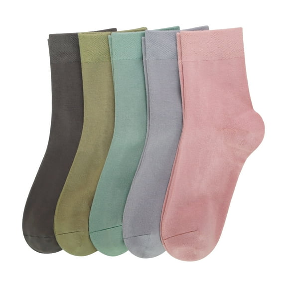 SERISIMPLE Women Thin Ankle Socks Bamboo Crew Lightweight Soft Breathable Socks 5 Pairs (Assorted4, Medium)