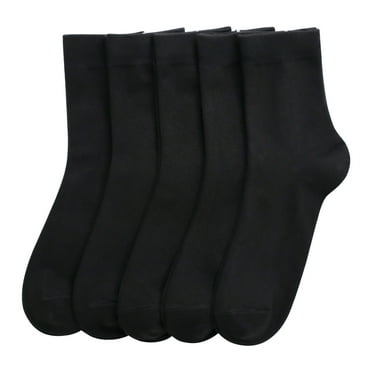 SERISIMPLE Women Thin Ankle Socks Bamboo Crew Lightweight Soft Breathable Socks 5 Pairs (Black, Large)
