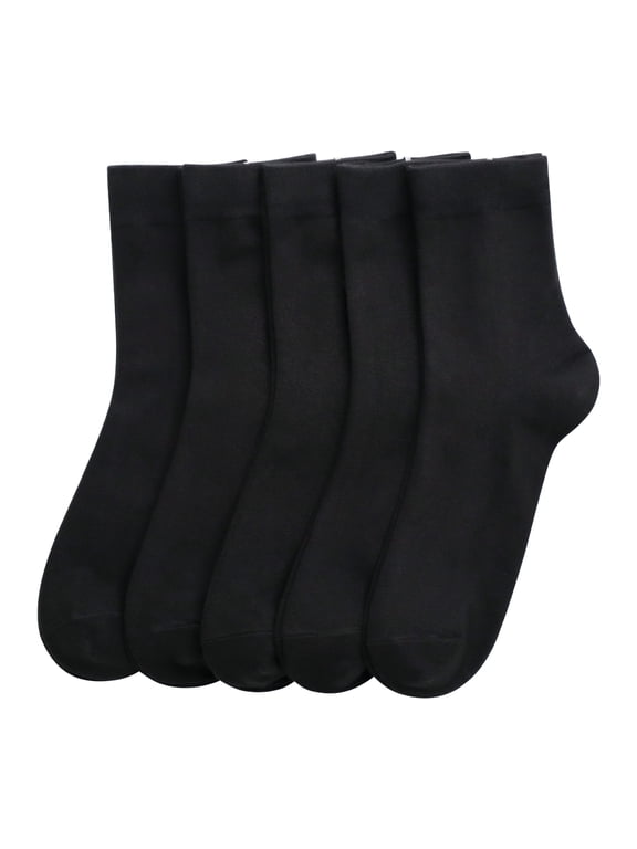 Women Thin Ankle Socks Bamboo Crew Lightweight Soft Breathable Socks 5 Pairs (Black, Small)